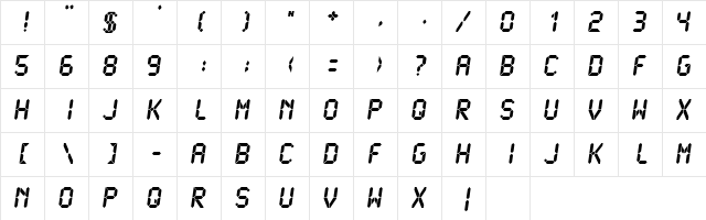 LCDMono2 Ultra  glyph index