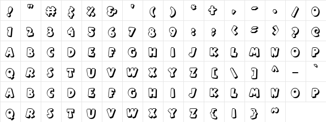 LD Shadow Regular  glyph index