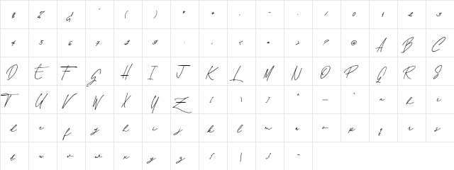 Kosakatta DEMO Signature  glyph index