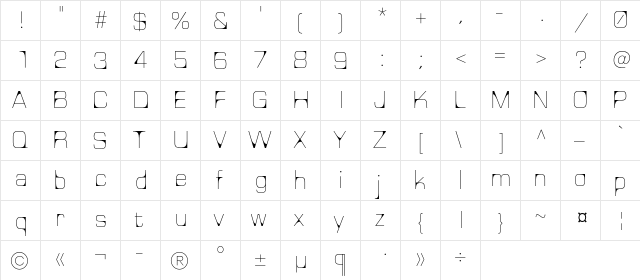 NelmaC Regular  glyph index