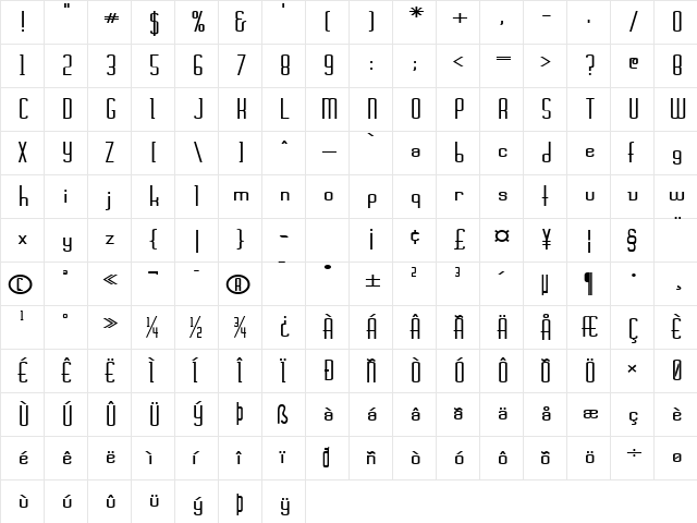Devon-Extended Normal  glyph index