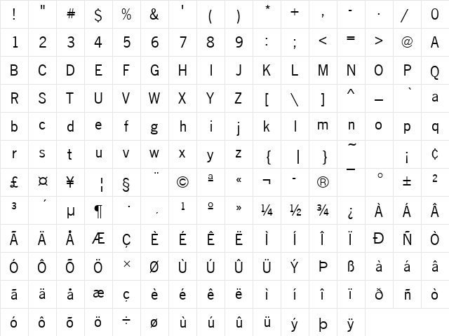 NewsGotNo2T Regular  glyph index