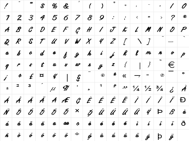 EncinoExtended Normal  glyph index