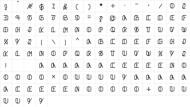 Grumboll Regular  glyph index