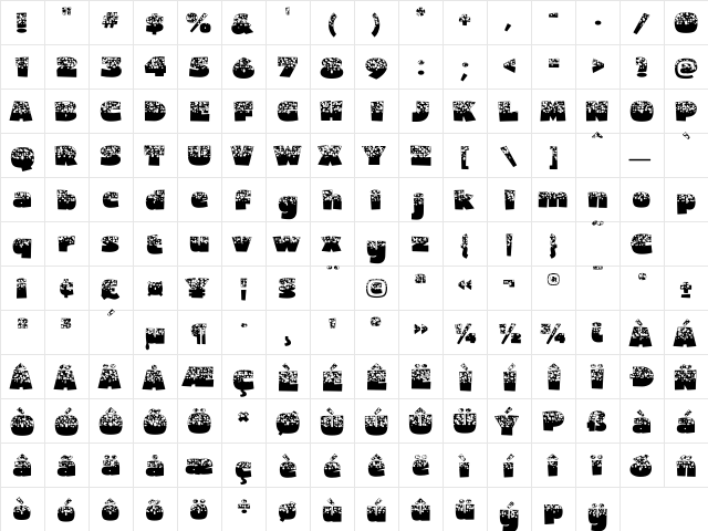 FatBoy 'BubbleUp' Regular  glyph index