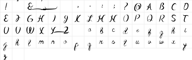 Luna Luna Regular  glyph index