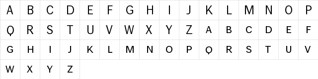 Wendelin Regular  glyph index