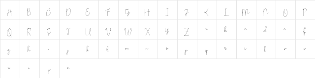 Olivia Regular  glyph index