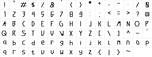 ARK DOTLINE Regular  glyph index