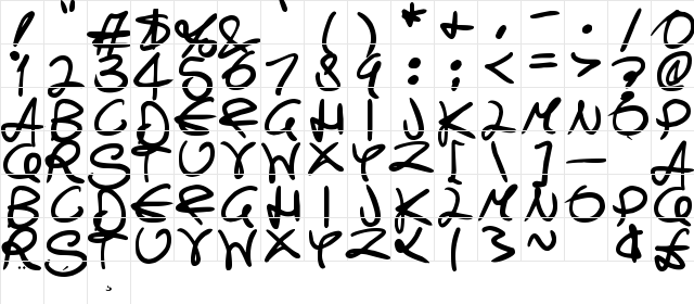 Swirly Curly Inks Regular  glyph index