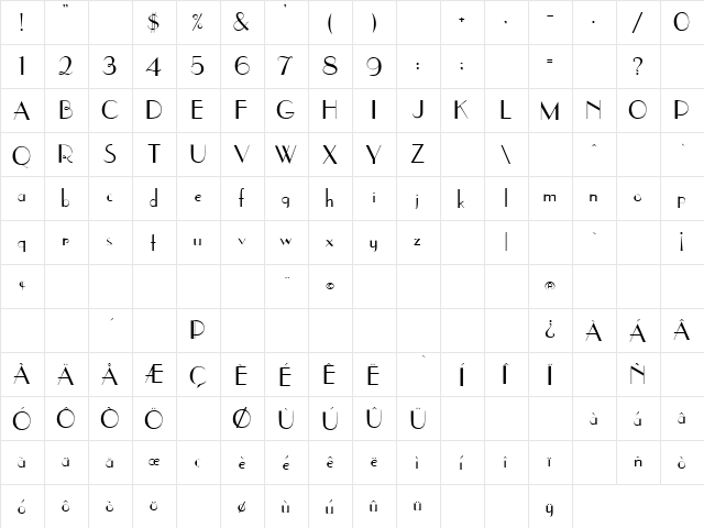 Coke 4 Regular  glyph index