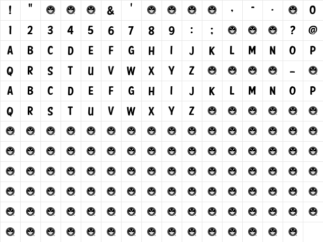 American Purpose Casual 01 Regular  glyph index