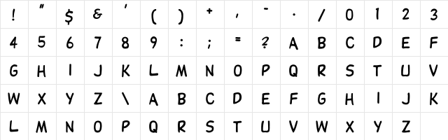 DupuyBALloon Regular  glyph index