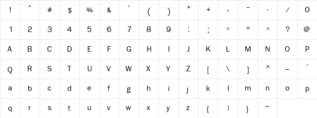 FreesiaUPC Regular  glyph index