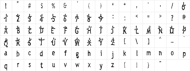 PC Dancer Regular  glyph index