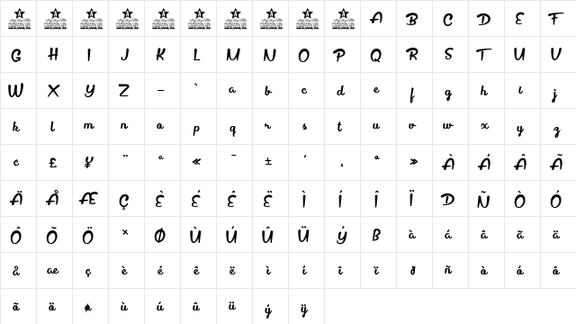 Sepetiba Personal Use Regular  glyph index