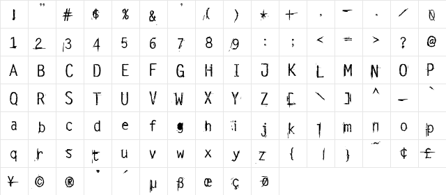 Escalido Gothico  glyph index
