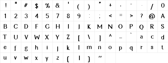 Cyn Bold  glyph index
