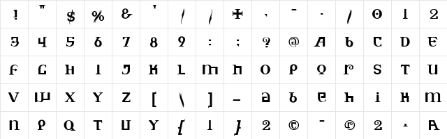 Neo Bold  glyph index
