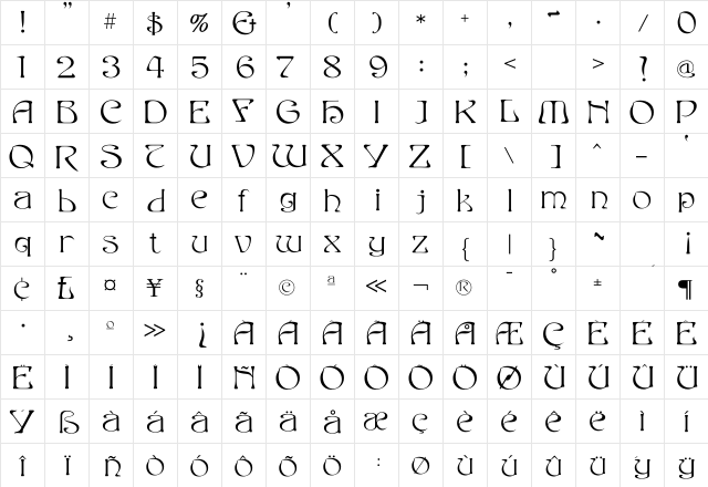 Edda Filled  glyph index