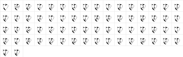 LCR Hearts Afire Regular  glyph index