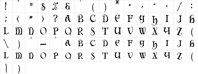 Hermia!" Regular  glyph index