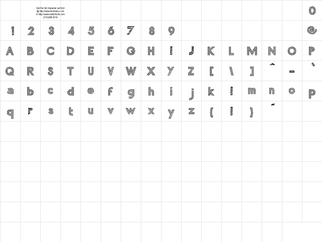 Zebrures Tryout Regular  glyph index