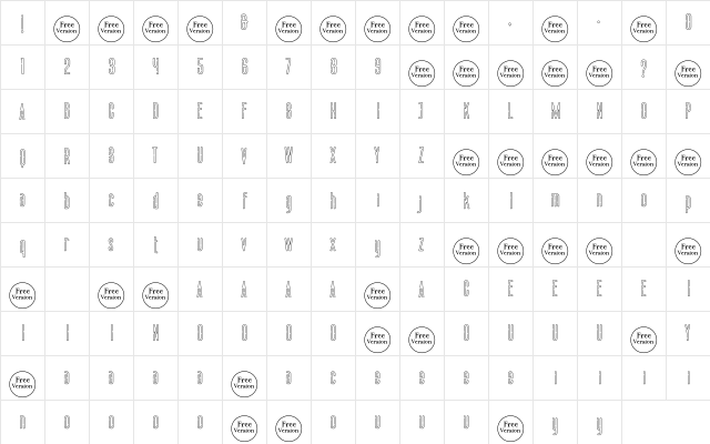 Night Vibes Free Version Regular  glyph index