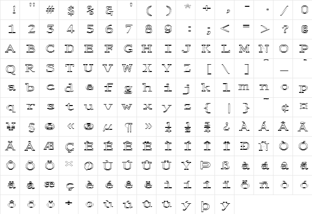 FZ DIGITAL 1 HOLLOW EX Normal  glyph index