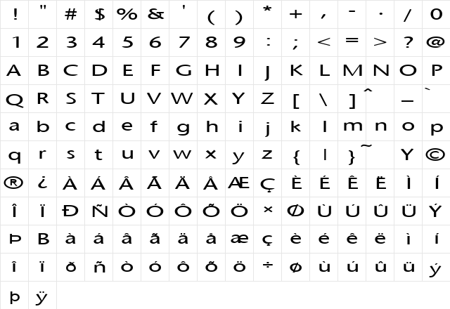 FZ BASIC 25 EX Normal  glyph index