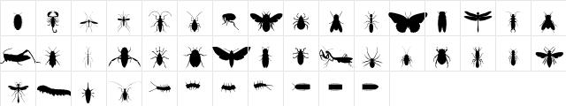 Insectile Solid  glyph index