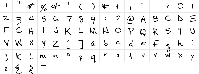 Pea Kareen Regular  glyph index