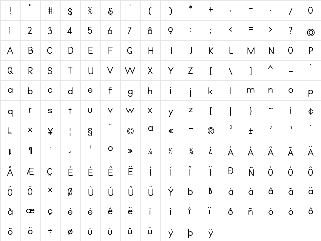 Qualio Regular  glyph index