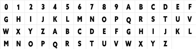 VANDAL Free Font Regular  glyph index