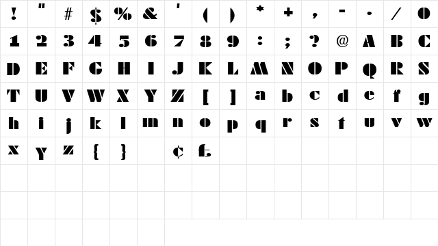 TessaSSK Regular  glyph index