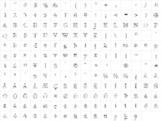FZ ROMAN 24 SPOTTED Normal  glyph index