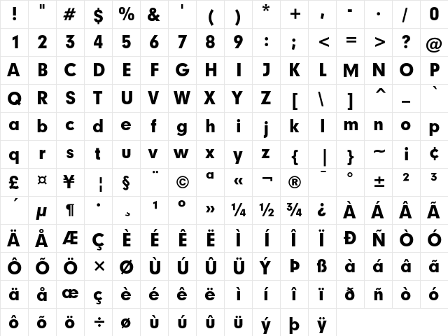 Geometric 706 Black  glyph index