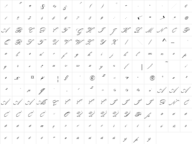 KunstlerschreibschJoiDMed Regular  glyph index
