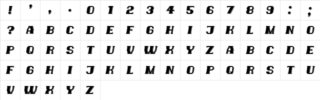 New Yorkers Italic  glyph index