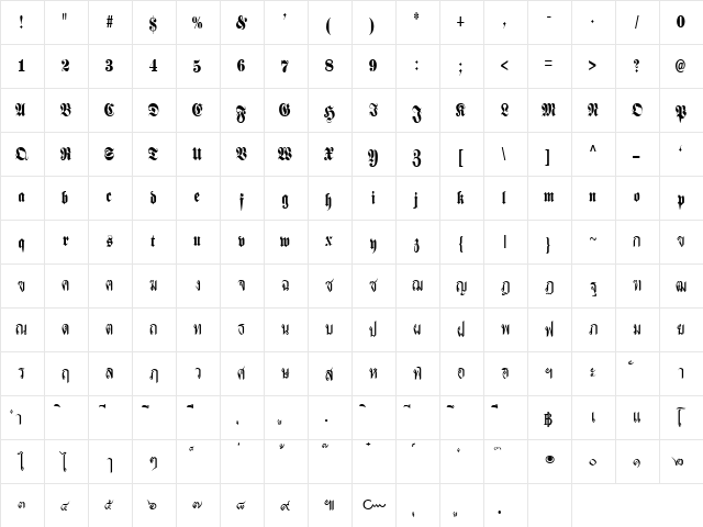 DSN PaTiMoke Regular  glyph index