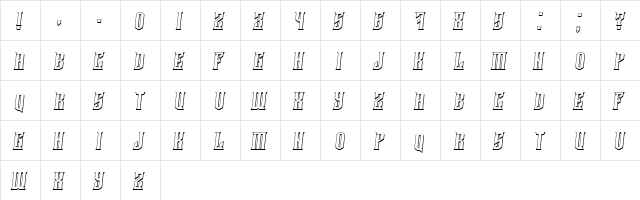 Damages 3D Italic  glyph index