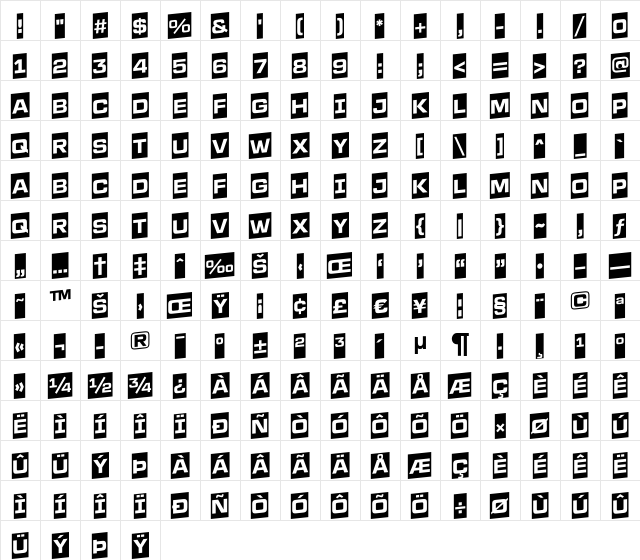 a_LineaSansCmUp Bold  glyph index