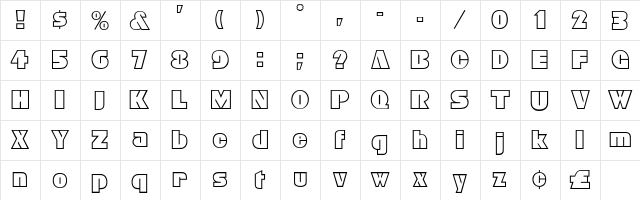 Blocky Regular  glyph index