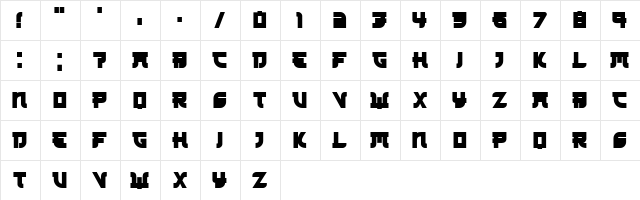 Kamikaze Regular  glyph index