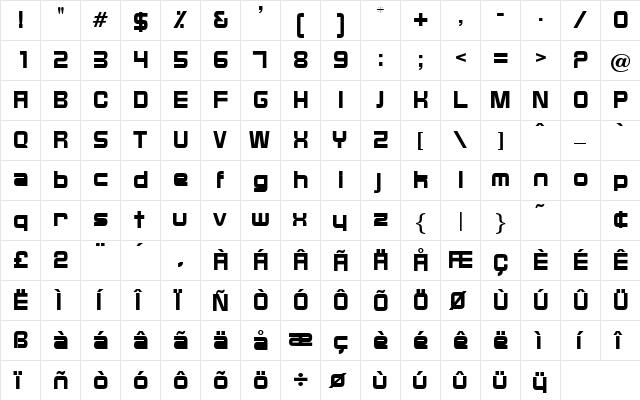 Benjamin Regular  glyph index