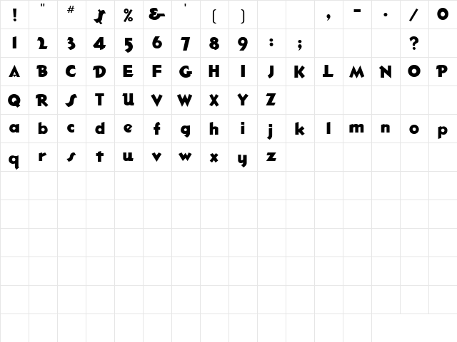 Hotshot2 Regular  glyph index