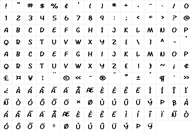 SF Arch Rival Extended Regular  glyph index