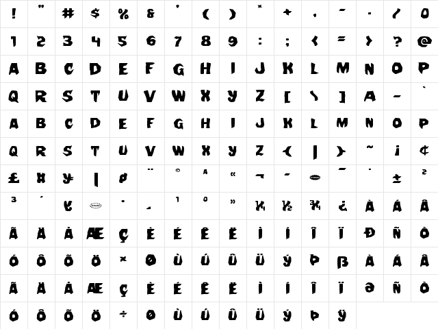 Nightchilde Expanded Expanded  glyph index