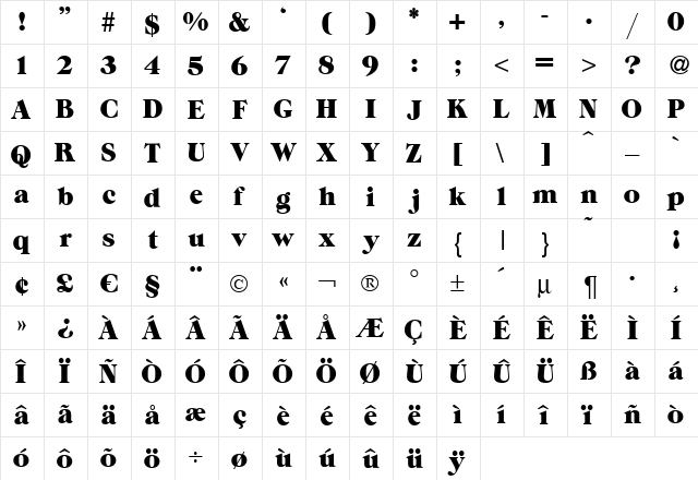 Zepp Regular  glyph index