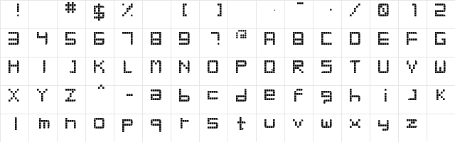 Retro Party Regular  glyph index